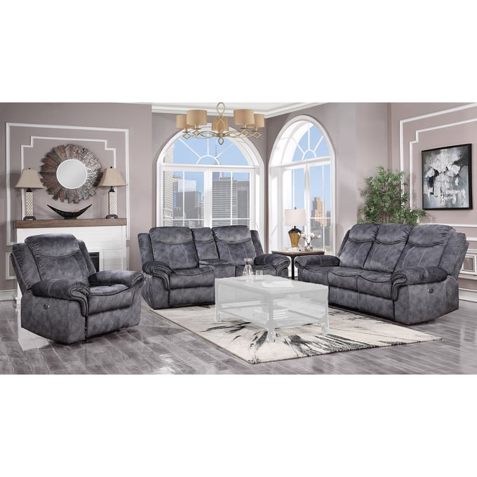 Global Furniture U2200 Dark Grey Power 3pc Living Room Set GL-U2200-DOMINO-GRANITE-3PCST