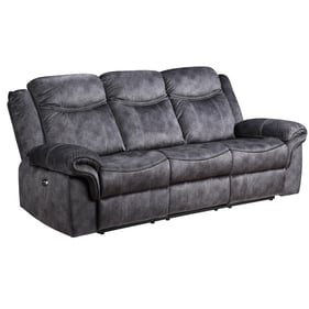 Global Furniture U2200 Dark Grey Leather Power Reclining Sofa