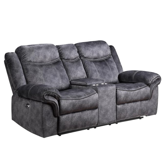 Global Furniture U2200 Dark Grey Power Console Recliner Loveseat GL-U2200DOMIGRNBLPCRLSWPWRSWIC