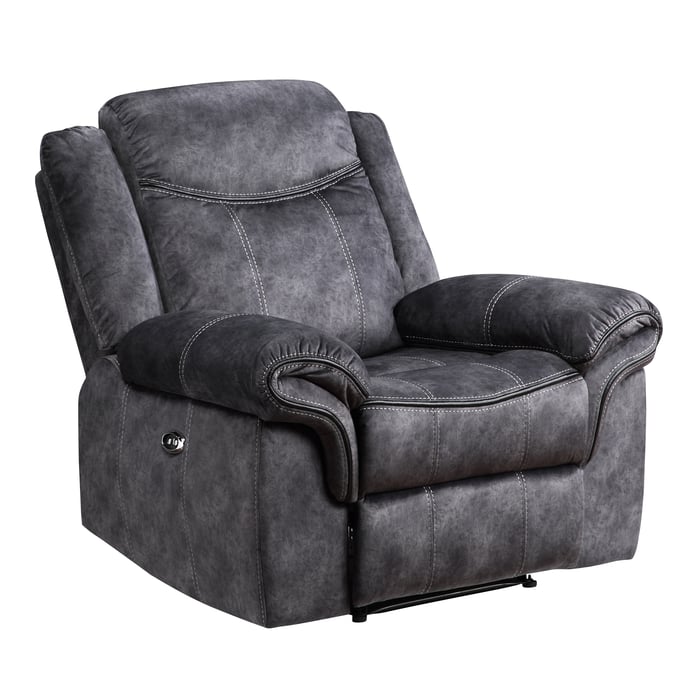 Global Furniture U2200 Dark Grey Power Recliner GL-U2200DOMINO-GRA-BLACK-PR