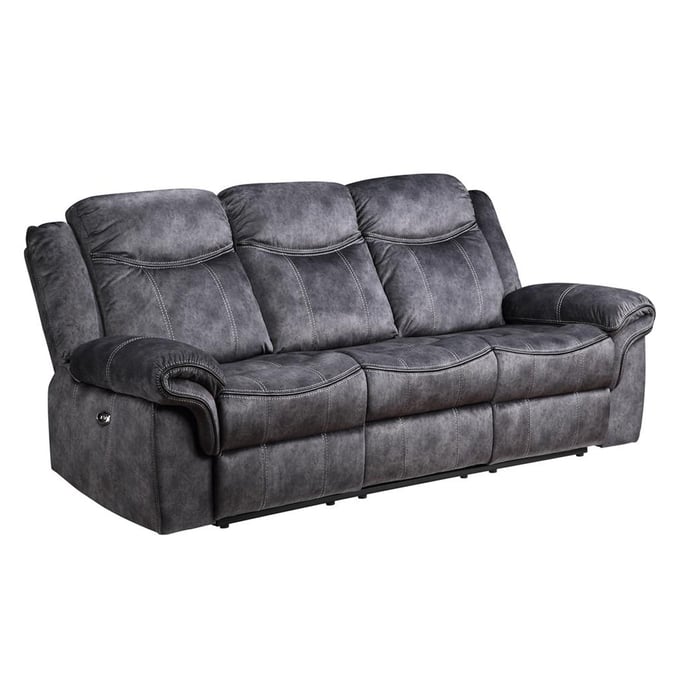 Global Furniture U2200 Dark Grey Power Reclining Sofa GL-U2200DOMINO-GRA-BLACK-PRS