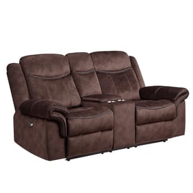 Global Furniture U2200 Dark Brown Power Console Recliner Loveseat