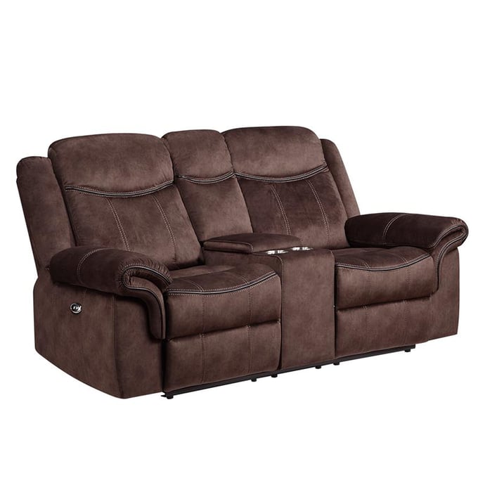 Global Furniture U2200 Dark Brown Power Console Recliner Loveseat GL-U2200DOMINOCOFPCRLSWPWRSWIC