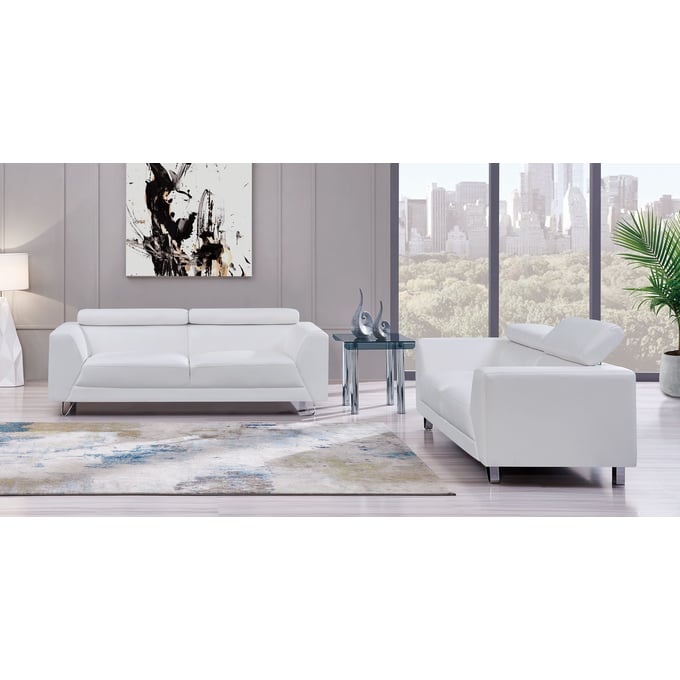 Global Furniture U8210 White 3pc Living Room Set GL-U8210-PLUTO-WHITE-S-L-CH