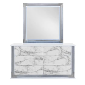 Global Furniture Ylime Light Grey White LED Dresser And Mirror