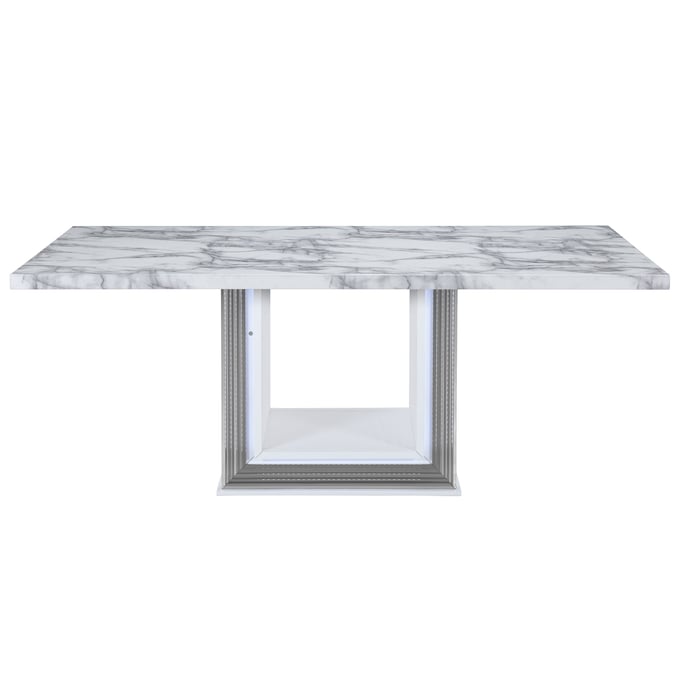 Global Furniture Ylime Light Grey White Dining Table GL-YLIME-WHITE-MARBLE-DT