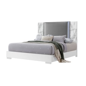 Global Furniture Ylime Light Grey White King Bed with LED