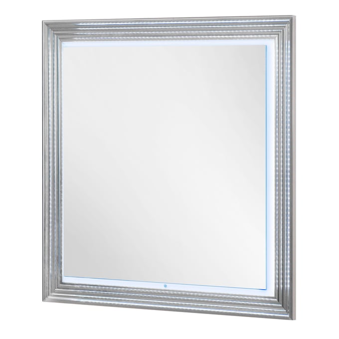 Global Furniture Ylime Light Grey White Mirror with LED GL-YLIME-WHITE-MARBLE-MR-W-LED