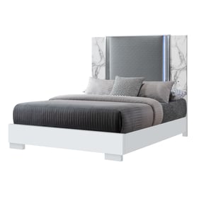 Global Furniture Ylime Light Grey White Queen Bed with LED