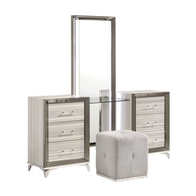 Global Furniture Zambrano White Vanity Set with LED