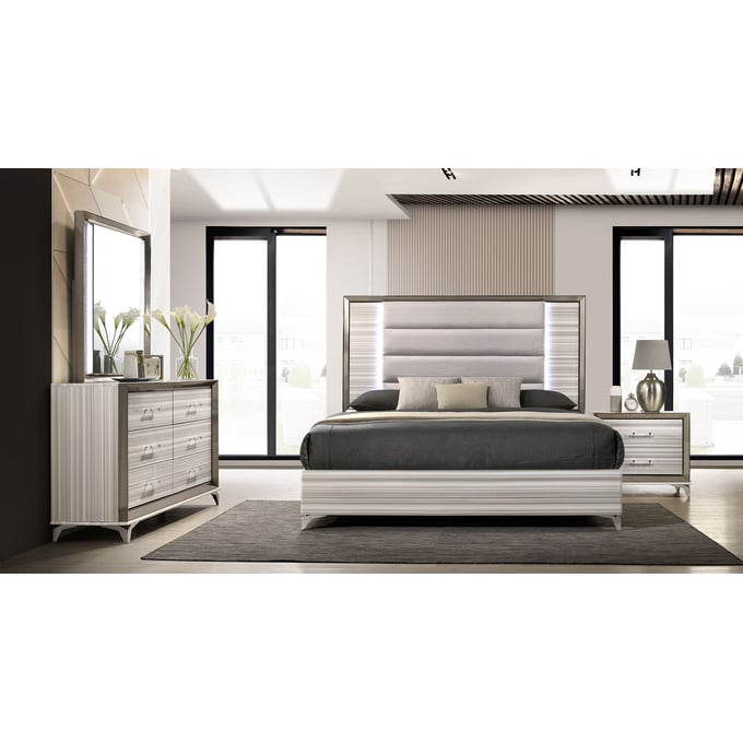 Global Furniture Zambrano White 4pc Bedroom Set with Queen Bed GL-ZAMBRANO-BR-S4