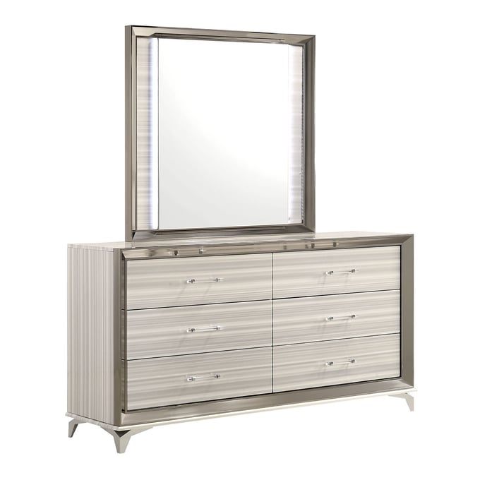 Global Furniture Zambrano White Dresser And Mirror GL-ZAMBRANO-WHT-DRMR