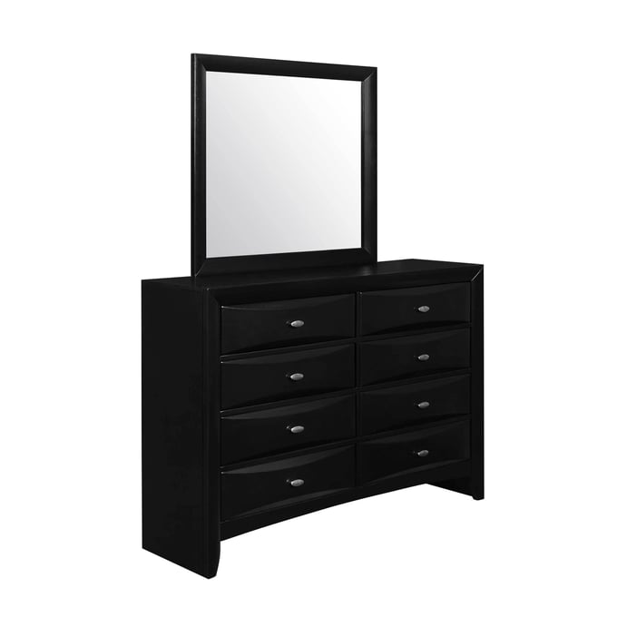 Global Furniture Linda Black Dresser and Mirror GL-LINDA-BL-M-DRMR