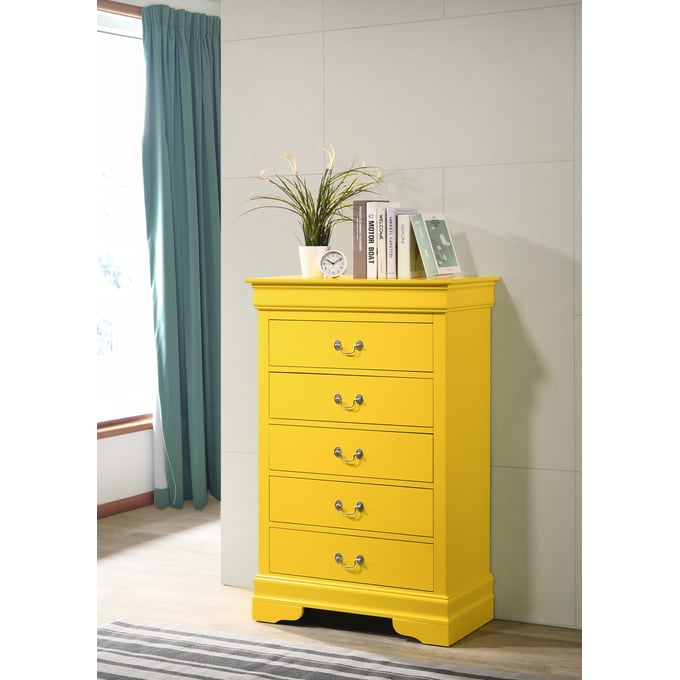 Glory Furniture Louis Phillipe 3 Drawer Nightstand in Yellow