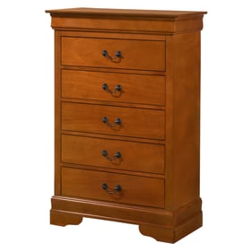 Glory Furniture Louis Phillipe Oak 5 Drawers Chest