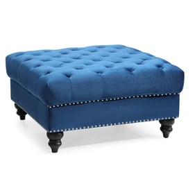 Glory Furniture Nola Navy Blue Velvet Ottoman