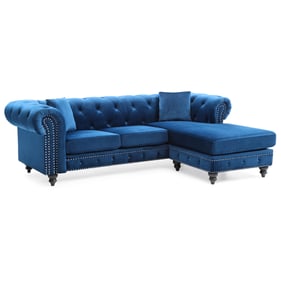 Glory Furniture Nola Navy Blue Velvet Reversible Sectional