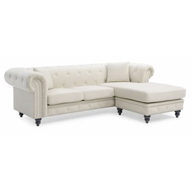 Glory Furniture Nola Ivory Velvet Reversible Sectional