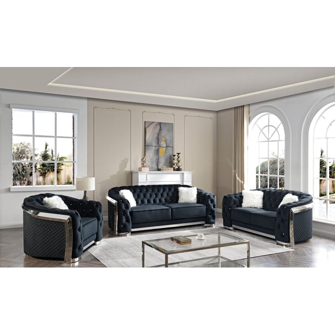 Glory Furniture Sapphire Black 3pc Living Room Set GLRY-G0593A-LR-S1