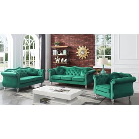 Glory Furniture Hollywood Green Velvet Fabric 3pc Living Room Set