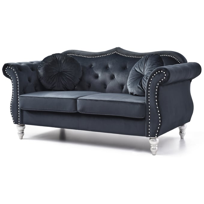 Glory Furniture Hollywood Black Velvet Fabric Loveseat GLRY-G0663A-L