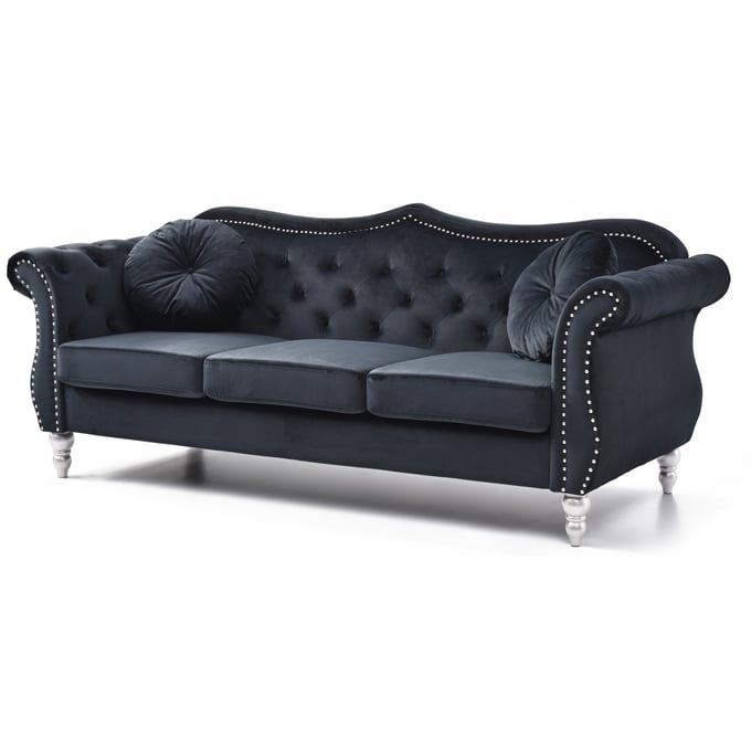 Glory Furniture Hollywood Black Velvet Fabric Sofa GLRY-G0663A-S