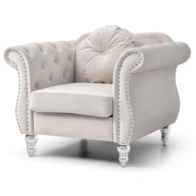 Glory Furniture Hollywood Ivory Velvet Fabric Chair