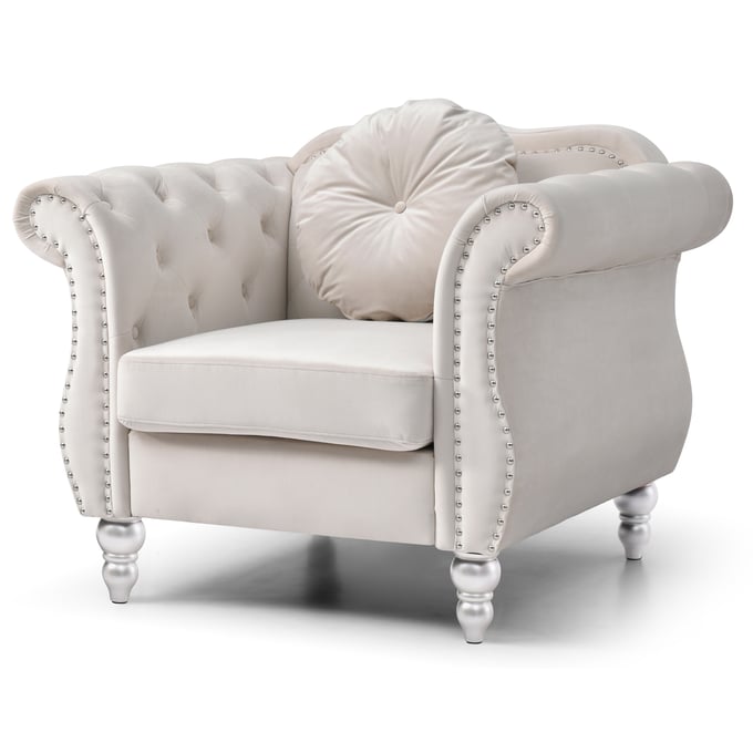 Glory Furniture Hollywood Ivory Velvet Fabric Chair GLRY-G0667A-C