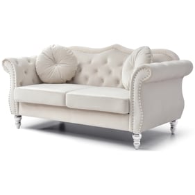 Glory Furniture Hollywood Ivory Velvet Fabric Loveseat