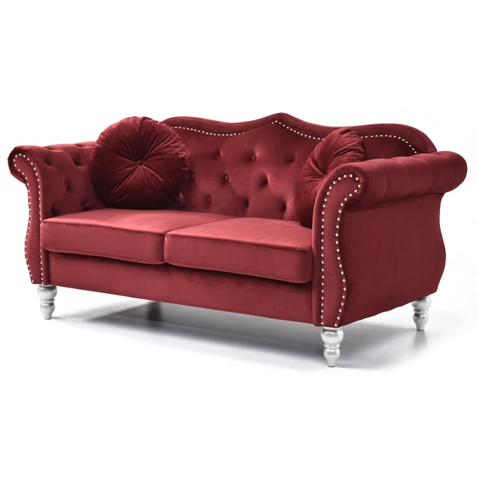 Glory Furniture Hollywood Burgundy Velvet Fabric Loveseat GLRY-G0669A-L