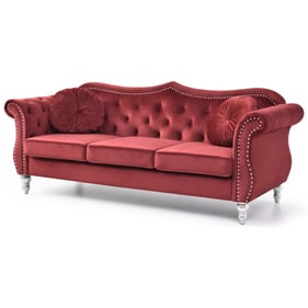 Glory Furniture Hollywood Burgundy Velvet Fabric Sofa