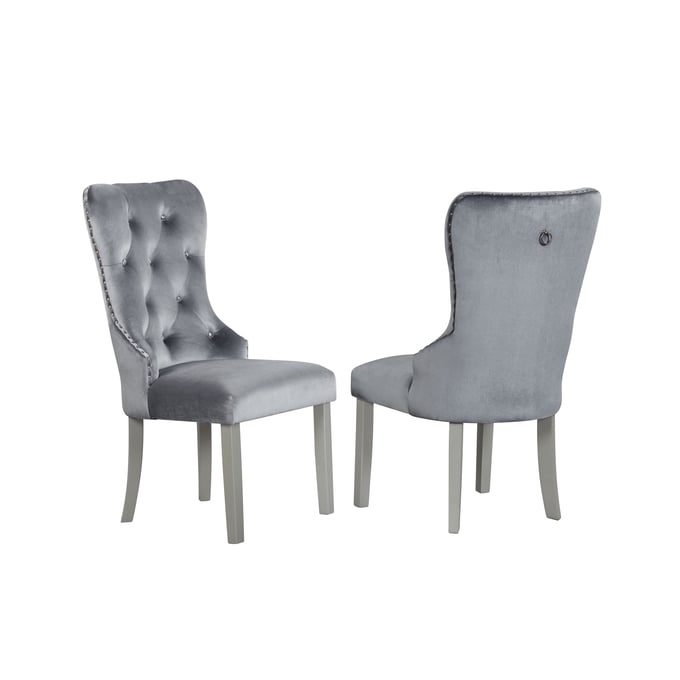 2 Glory Furniture Geneva Gray Silver Champagne Arm Chairs GLRY-G07300-AC