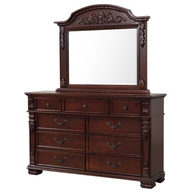 Glory Furniture Lyndon Cherry 9 Drawer Dresser and Mirror