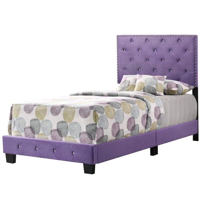 Glory Furniture Suffolk Purple Velvet Twin Bed GLRY-G1402-TB-UP