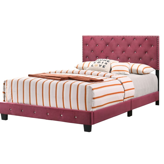 Glory Furniture Suffolk Cherry Velvet Full Bed GLRY-G1403-FB-UP