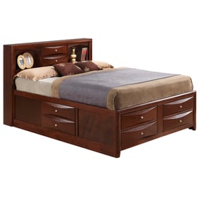 Glory Furniture Marilla Cherry Queen Bookcase Storage Bed