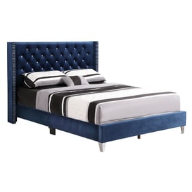 Glory Furniture Julie Navy Blue Fabric Queen Upholstered Bed