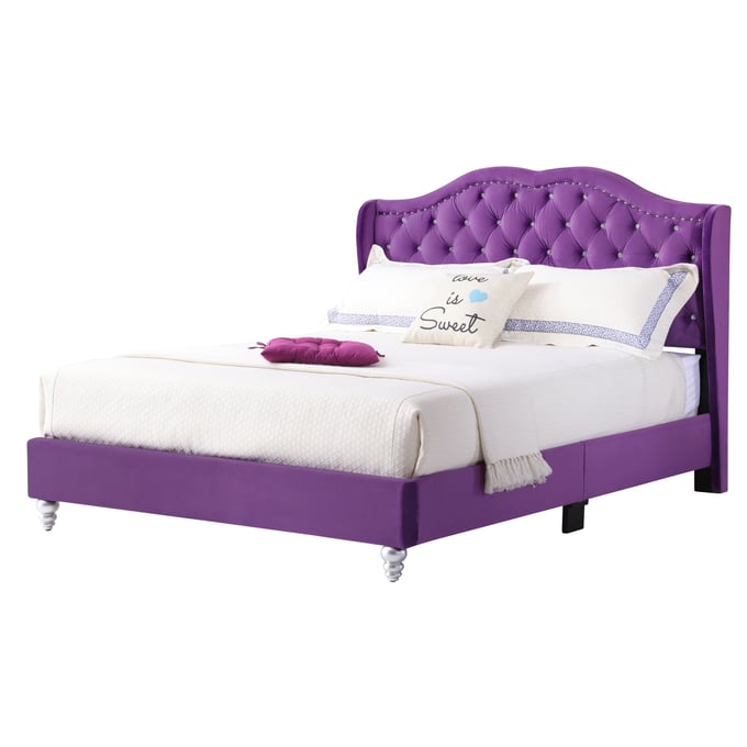 Glory Furniture Joy Purple Fabric Queen Upholstered Bed GLRY-G1932-QB-UP