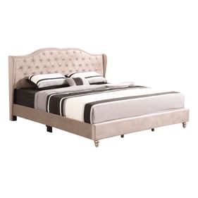 Glory Furniture Joy Beige Fabric Queen Upholstered Bed