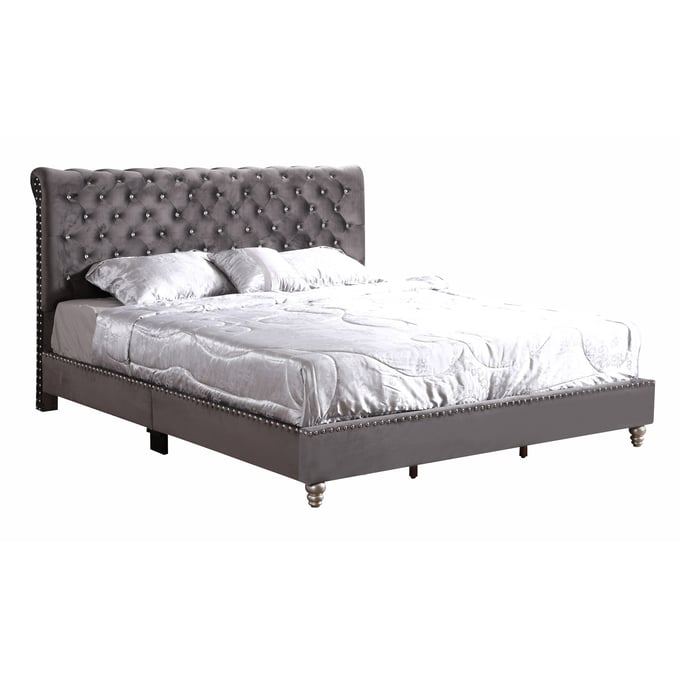 Glory Furniture Maxx Gray King Tufted Upholstered Bed GLRY-G1940-KB-UP