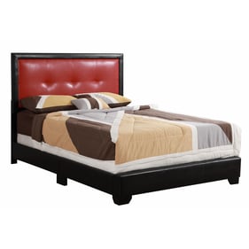 Glory Furniture Panello Black Red Faux Leather Queen Bed