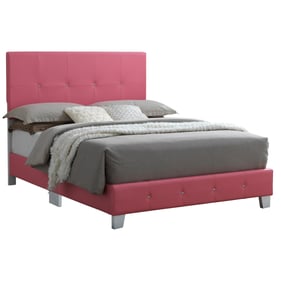 Glory Furniture Rose Pink Faux Leather Full Bed