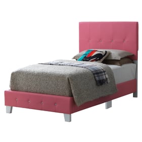 Glory Furniture Rose Pink Faux Leather Twin Bed