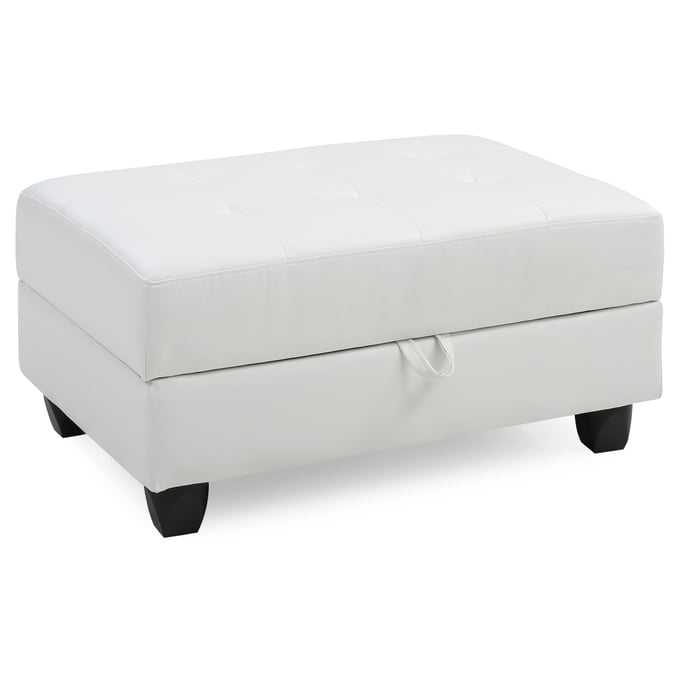 Glory Furniture Revere White Faux Leather Ottoman GLRY-G307-O