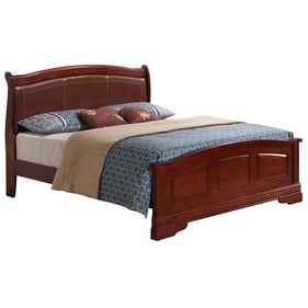 Glory Furniture Louis Phillipe Cherry Faux Leather King Bed