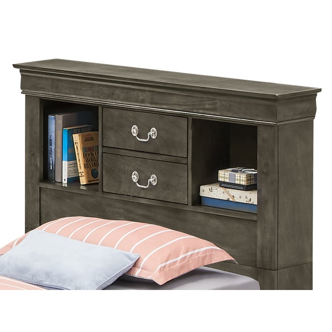 Glory Furniture Louis Phillipe Full Storage Bed in Gray