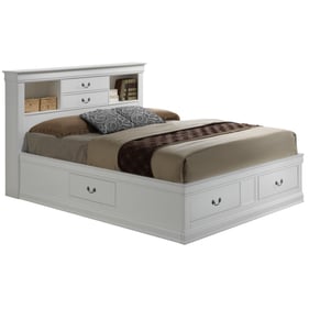 Glory Furniture Louis Phillipe White King Bookcase Storage Bed