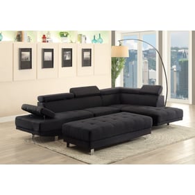 Glory Furniture Riveredge Black Fabric Sectional with Ottoman