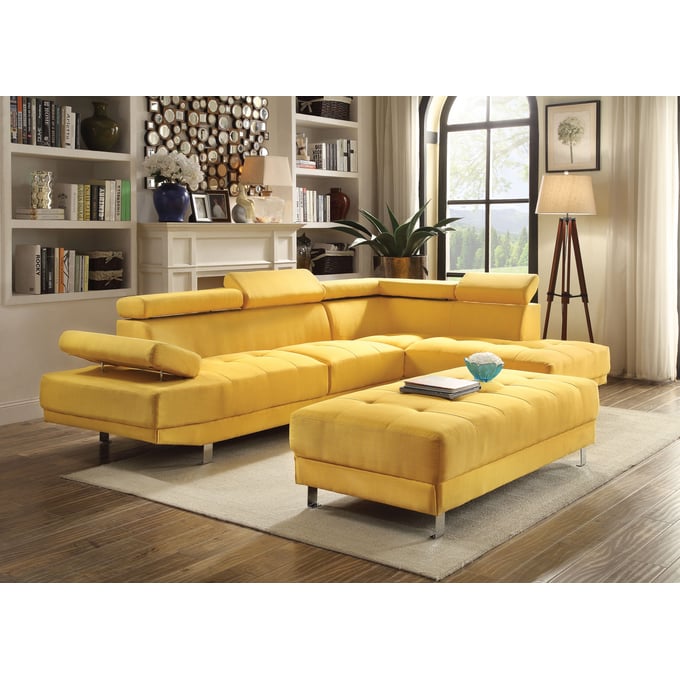 Glory Furniture Riveredge Yellow Fabric Sectional with Ottoman GLRY-G446-LR-S3