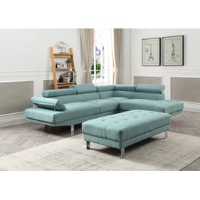 Glory Furniture Riveredge Teal Fabric Sectional with Ottoman